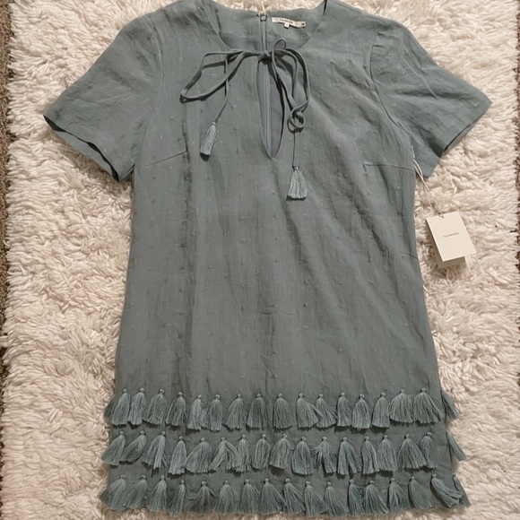 TULAROSA BLUE TASSEL DRESS - Picture 1 of 3